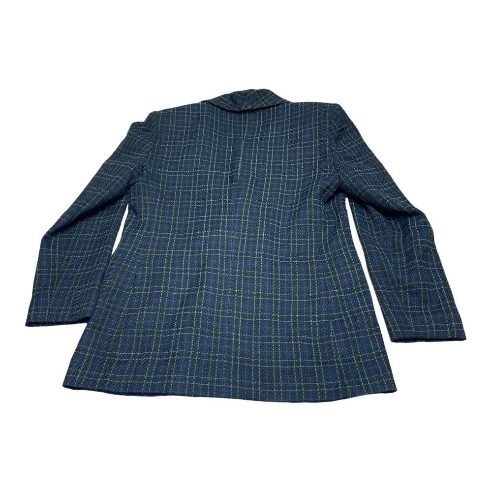 Adolfo Studio 2 Piece Skirt Suits Women's 6 Blue Plaid Polyester Double Breasted - Picture 10 of 16